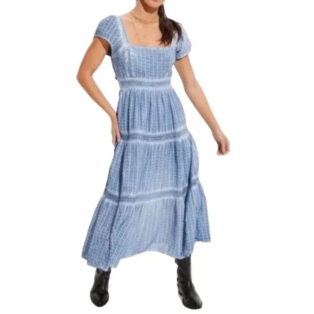 AEO Blue Swiss Dot Maxi Dress Size XL
